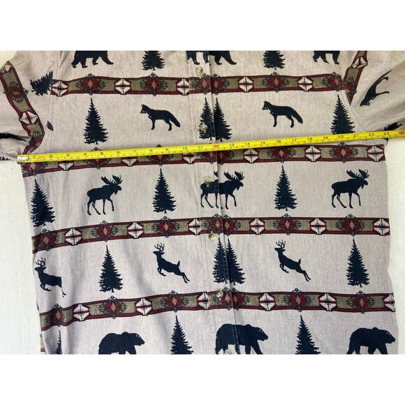 Cabela's Women's Large Aztec Nature Pattern Moose Bear Woods Button Down Shirt - Picture 4 of 7